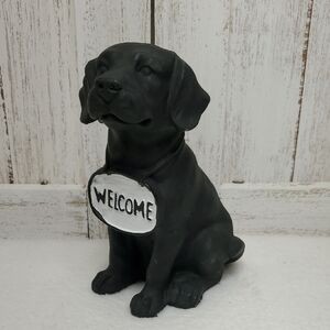 Black Labrador Lab Dog Puppy Welcome Statue Figurine